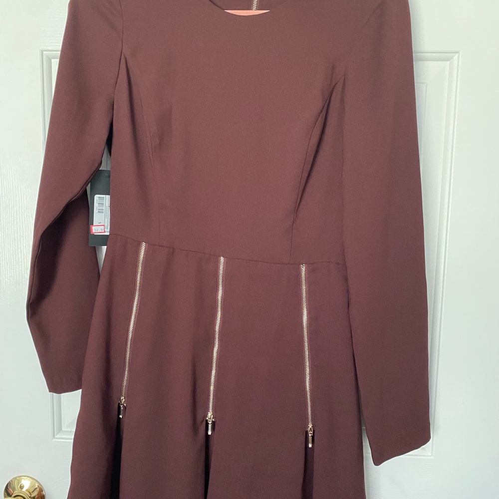 Marciano Pink Fit and Flare Long Sleeve Dress